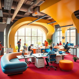 An eye-catching design showcasing the concept of 'Unlimited Flexworks' in a vibrant and dynamic setting