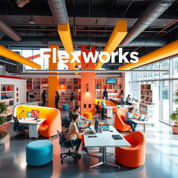 An eye-catching design showcasing the concept of 'Unlimited Flexworks' in a vibrant and dynamic setting