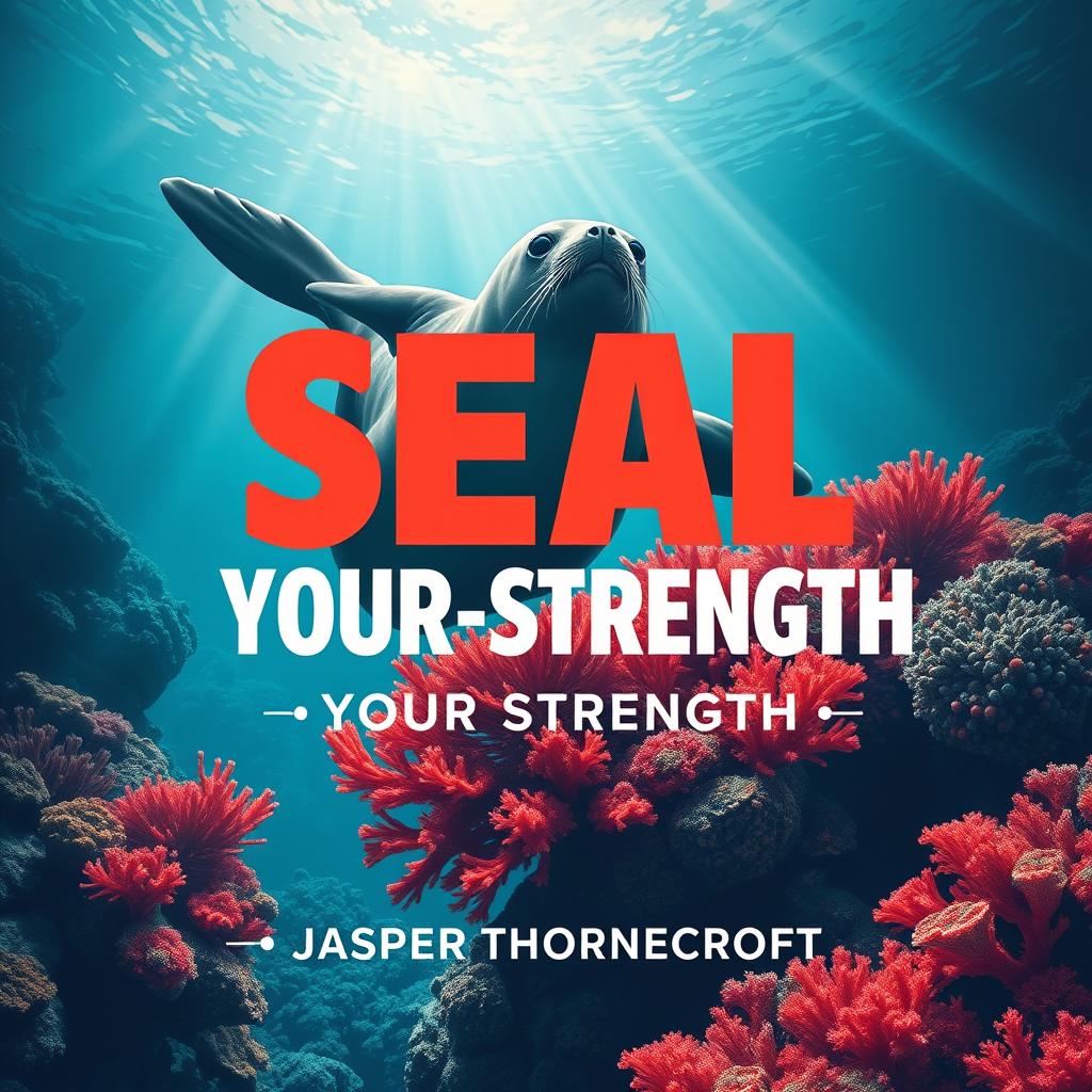 A flat book cover design featuring a bold and eye-catching title "SEAL-Your-Strength" in large, dynamic font at the center