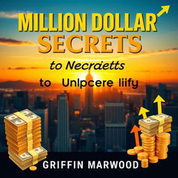 A flat book cover design titled 'Million Dollar Secrets to Unlocking Your Wealth' in a bold, eye-catching font of large size at the top