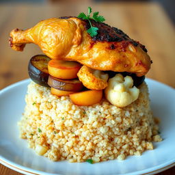 A side view of a beautifully arranged dish featuring a layered presentation