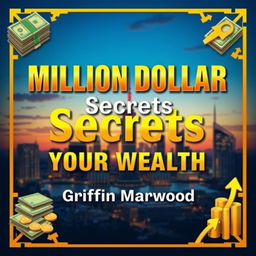 A flat cover design for a book titled 'Million Dollar Secrets to Unlocking Your Wealth' in a bold, eye-catching font, large size