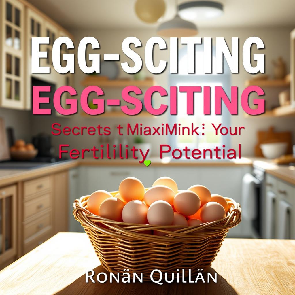 A vibrant and realistic kitchen filled with sunlight, featuring a large basket of fresh eggs prominently displayed
