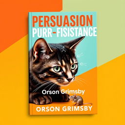 A flat book cover design featuring a large, bold title 'Persuasion Purr-sistence' at the top, with the author's name 'Orson Grimsby' in a smaller font directly underneath