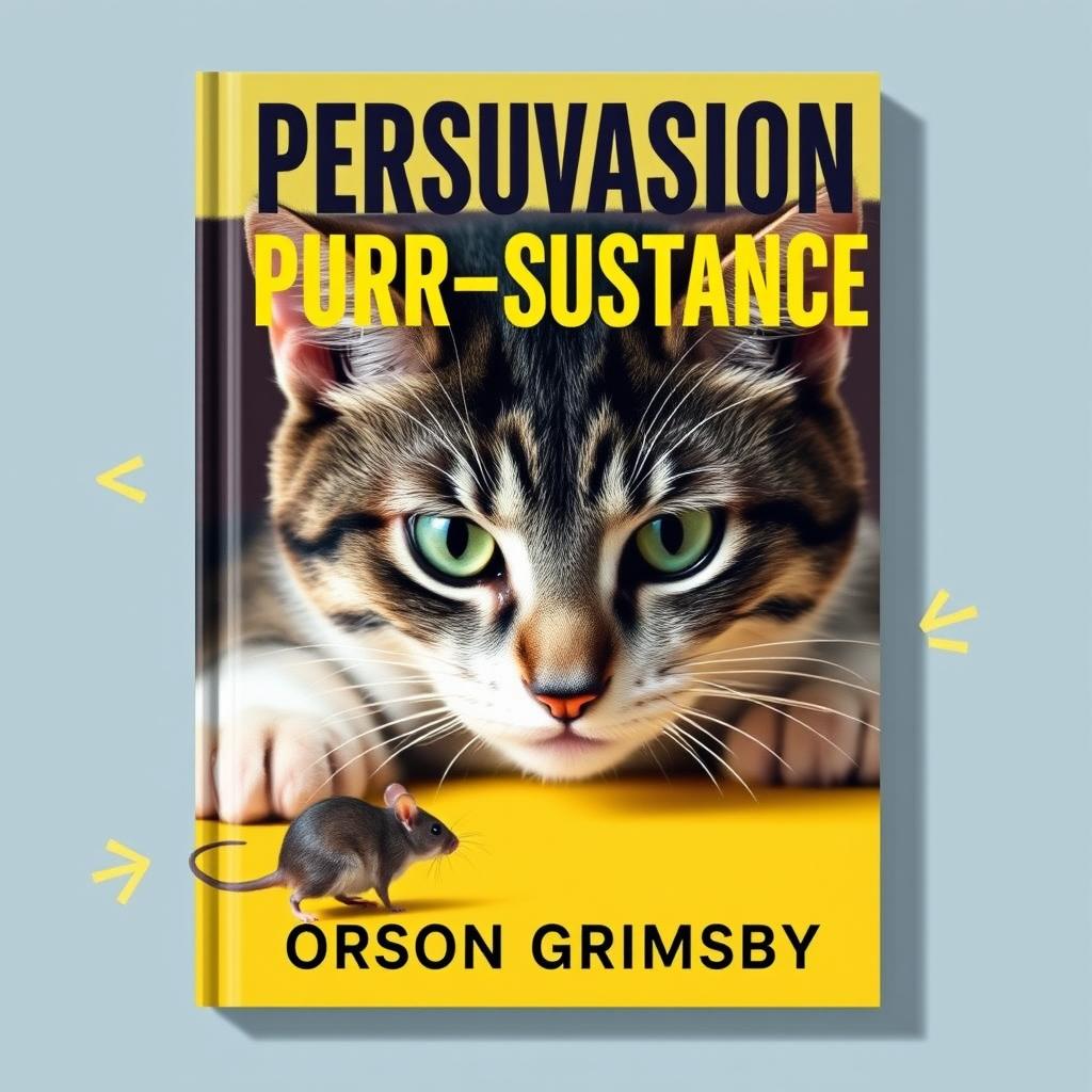 A flat book cover design featuring a large, bold title 'Persuasion Purr-sistence' at the top, with the author's name 'Orson Grimsby' in a smaller font directly underneath