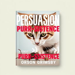 A flat book cover design titled 'Persuasion Purr-sistence' in large, bold font with the author's name 'Orson Grimsby' in a smaller font directly beneath it