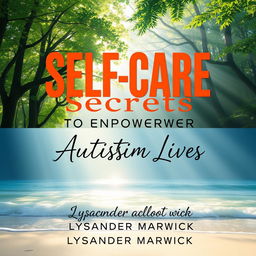A flat book cover design titled 'SELF-CARE Secrets to Empower Autistic Lives' by Lysander Marwick