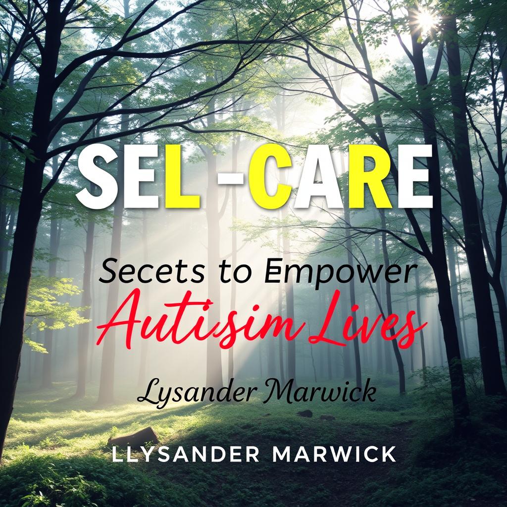 A flat book cover design titled 'SELF-CARE Secrets to Empower Autistic Lives' by Lysander Marwick