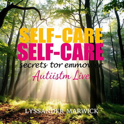 A flat book cover design titled 'SELF-CARE Secrets to Empower Autistic Lives' by Lysander Marwick