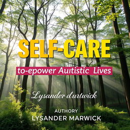 A flat book cover design titled 'SELF-CARE Secrets to Empower Autistic Lives' by Lysander Marwick