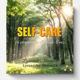 A flat book cover design titled 'SELF-CARE Secrets to Empower Autistic Lives' by Lysander Marwick