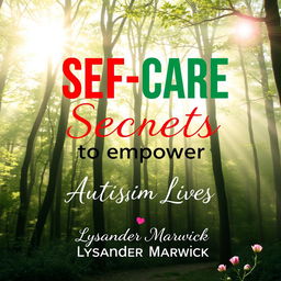 A flat book cover design titled 'SELF-CARE Secrets to Empower Autistic Lives' by Lysander Marwick