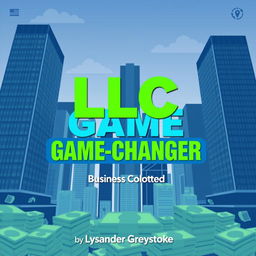 A flat cover design with a realistic cityscape featuring skyscrapers that symbolize business success and growth