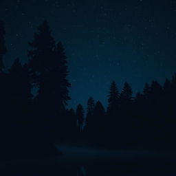 A dark aesthetic photograph featuring a serene landscape at night