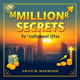 A flat book cover design featuring the title 'Million Dollar Secrets to Unlocking Your Wealth' in a bold, eye-catching font of large size, prominently displayed at the top