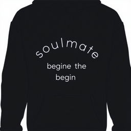 A simple yet stylish black hoodie featuring the text 'soulmate since the beginning'