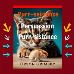 A book cover design featuring a large, bold title "Persuasion Purr-sistence" at the top, with the author name "Orson Grimsby" in a smaller font positioned directly underneath the title