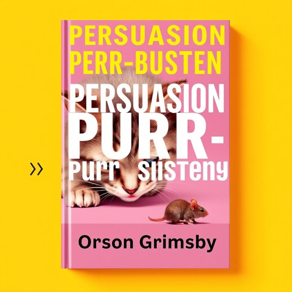 A flat book cover design titled 'Persuasion Purr-sistence' in large, bold typography, with the author name 'Orson Grimsby' in a smaller font positioned neatly beneath the title
