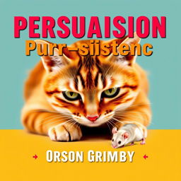 A flat book cover design titled 'Persuasion Purr-sistence' in large, bold typography, with the author name 'Orson Grimsby' in a smaller font positioned neatly beneath the title