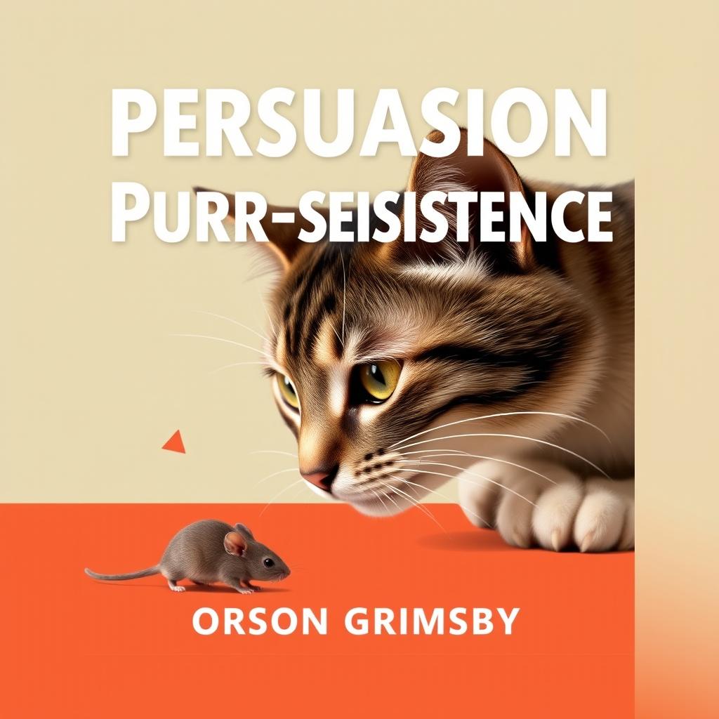 A flat cover design titled 'Persuasion Purr-sistence' in a large, bold font at the top, with 'Orson Grimsby' in a smaller font right below it