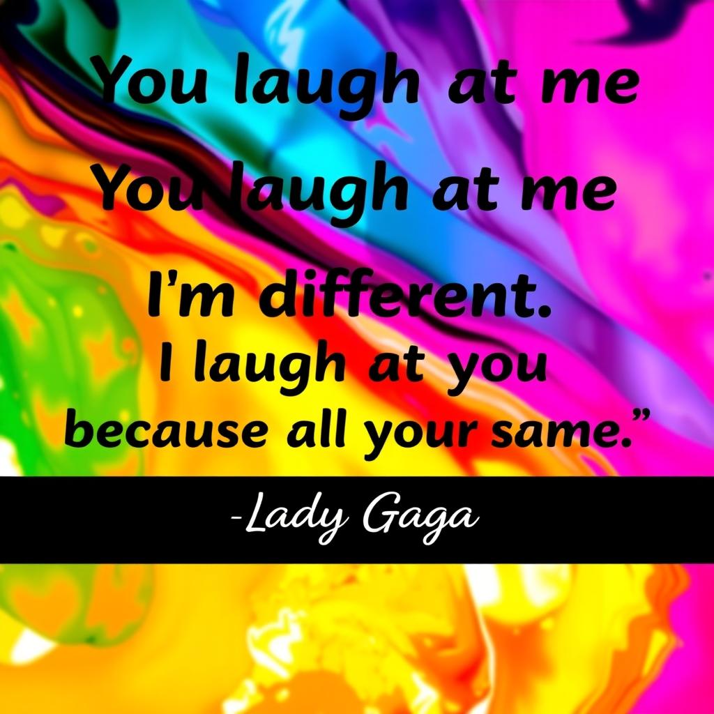 An artistic representation of the quote: "You laugh at me because I'm different, I laugh at you because you're all the same