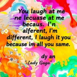 An artistic representation of the quote: "You laugh at me because I'm different, I laugh at you because you're all the same