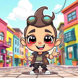 A playful yet confident cartoon depiction of an adorable cartoon character with a humorous design