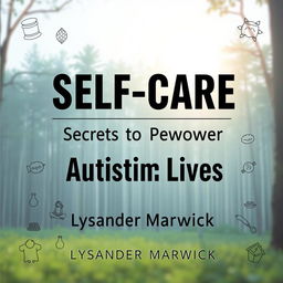 A realistic flat book cover design featuring a serene natural setting with a sunlit forest in the background, symbolizing tranquility and balance