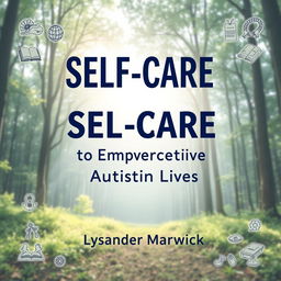 A realistic flat book cover design featuring a serene natural setting with a sunlit forest in the background, symbolizing tranquility and balance