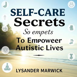 A realistic book cover design for 'SELF-CARE Secrets to Empower Autistic Lives' by Lysander Marwick