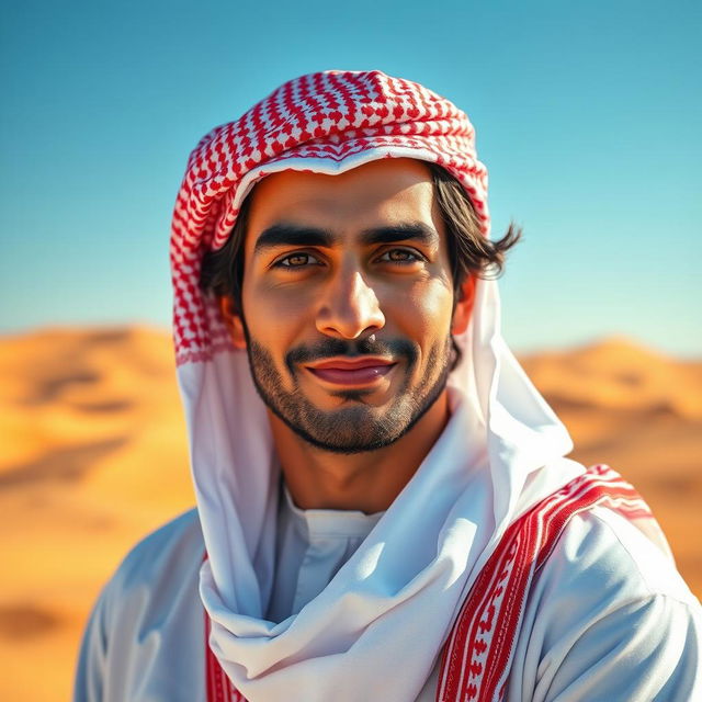 A detailed portrait of a man named Al Falah, showcasing his confident expression and charismatic presence