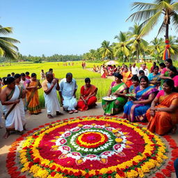 A vibrant celebration of the Onam festival in Kerala, India, showcasing traditional festivities