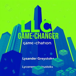 A flat cover design featuring a realistic cityscape with tall skyscrapers representing business success and growth