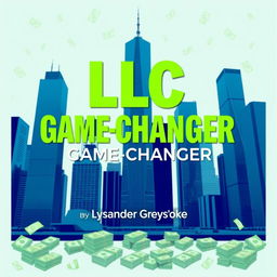 A flat cover design featuring a realistic cityscape with tall skyscrapers representing business success and growth