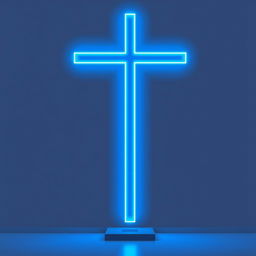 A detailed illustration of a neon blue cross on a wall