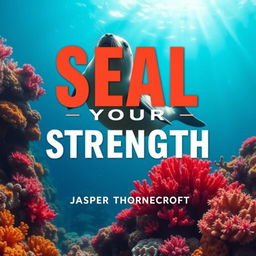 A flat book cover design featuring a bold and eye-catching title "SEAL-Your-Strength" in large, dynamic font at the center