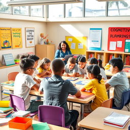 A vibrant and engaging classroom scene showcasing cognitive education in action
