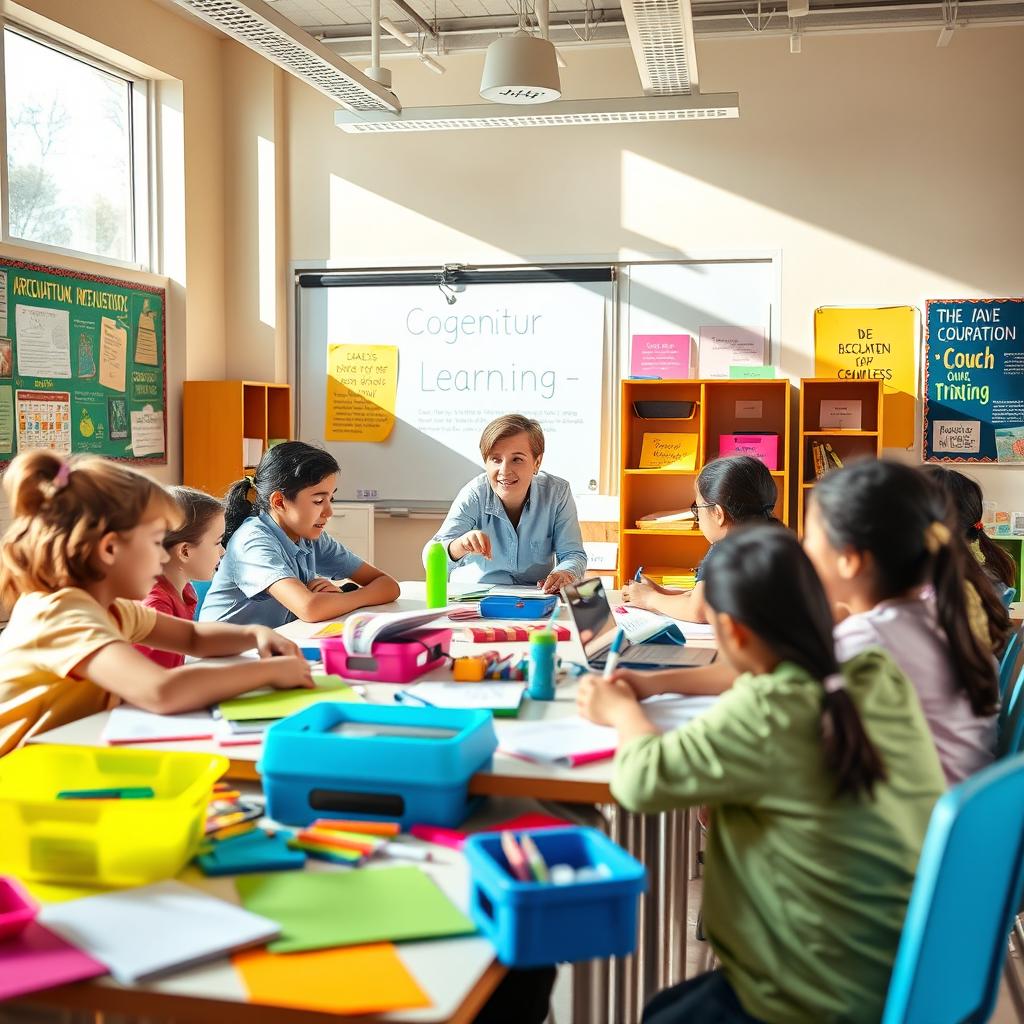 A vibrant and engaging classroom scene showcasing cognitive education in action