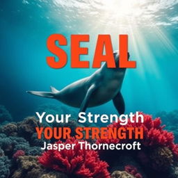 A book cover design titled 'SEAL-Your-Strength' prominently displayed in large, dynamic font at the center, with the author's name 'Jasper Thornecroft' in a smaller, modern font positioned just below the title