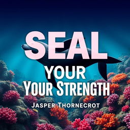 A book cover design titled 'SEAL-Your-Strength' prominently displayed in large, dynamic font at the center, with the author's name 'Jasper Thornecroft' in a smaller, modern font positioned just below the title