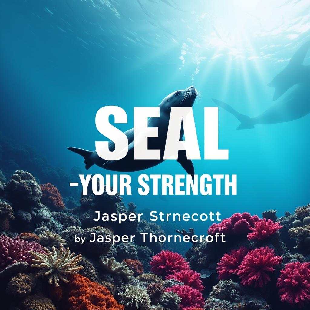 A book cover design titled 'SEAL-Your-Strength' prominently displayed in large, dynamic font at the center, with the author's name 'Jasper Thornecroft' in a smaller, modern font positioned just below the title