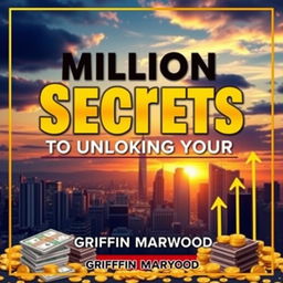 A flat book cover design featuring the title 'Million Dollar Secrets to Unlocking Your Wealth' in bold, eye-catching font and large size, placed prominently at the top