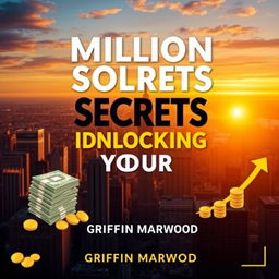 A book cover design for 'Million Dollar Secrets to Unlocking Your Wealth' featuring a bold, eye-catching font for the title in a large size, prominently placed at the top