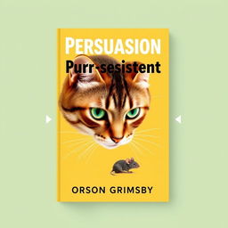 A flat book cover design titled 'Persuasion Purr-sistence' in large, bold font, positioned prominently at the top