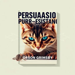 A flat book cover design titled 'Persuasion Purr-sistence' in large, bold font, positioned prominently at the top