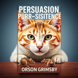 A book cover design titled 'Persuasion Purr-sistence' in large, bold font at the top