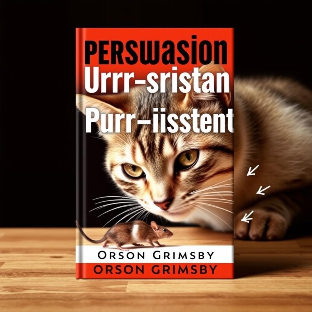 A book cover design titled 'Persuasion Purr-sistence' in large, bold font at the top