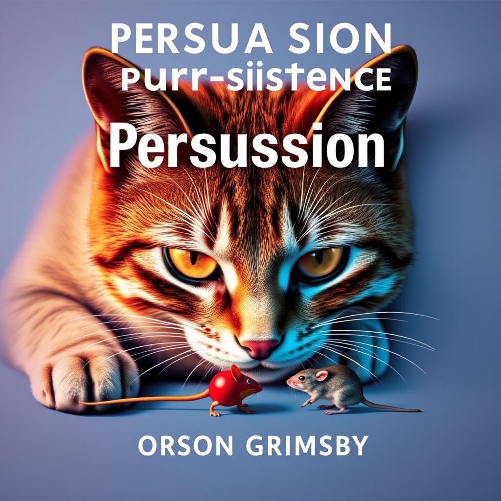 A book cover design titled 'Persuasion Purr-sistence' in large, bold typography at the top, with the author's name 'Orson Grimsby' in a smaller font positioned just below the title