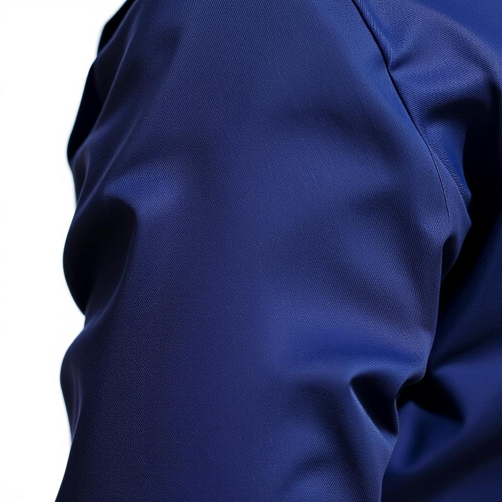 A detailed close-up of a tailored shirt with a focus on the right sleeve