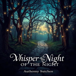 A captivating book cover design featuring a mystical forest at twilight